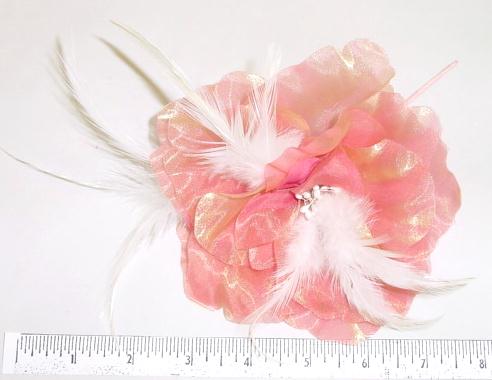 Glass Silk Blossom & Feathers fake flower