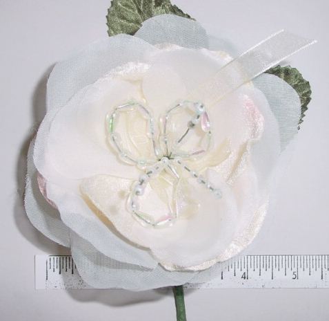 Velvet & Organdy Rose with beads