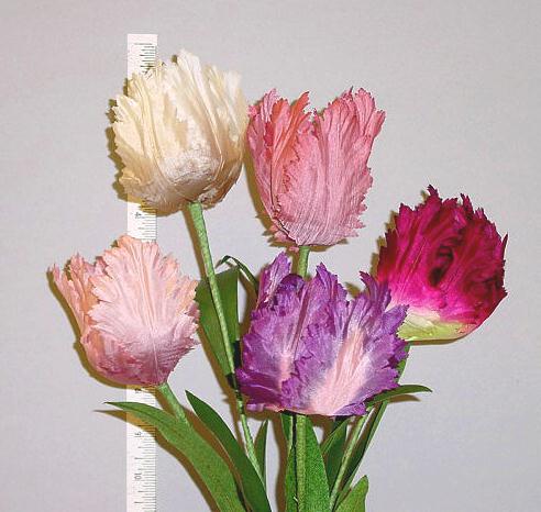 Silk Double Petal Parrot Tulip  --individually wired stem